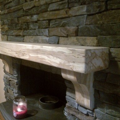 Spalted Beech in Home with Stonework & Standard Corbel