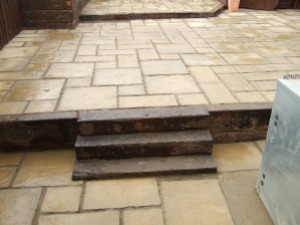 Stepped Patio with Sleeper Kerbing